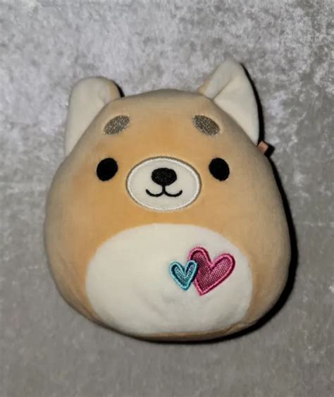 2021 Kellytoy Squishmallows Brown Angie Dog 5 Plush With Valentines