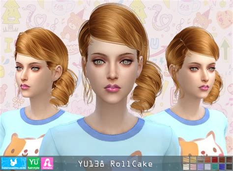Sims 4 Hairs Newsea Yu138 Roll Cake Hair