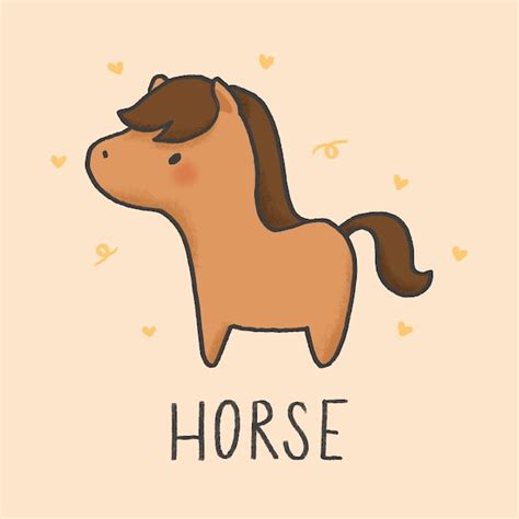 Premium Vector Cute Horse Cartoon Hand Drawn Style