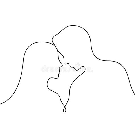 Loving Couple Continuous Line Vector Illustration Stock Vector