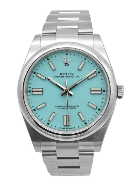 Rolex Oyster Perpetual 41mm Stainless Steel Turquoise Blue Tiffany Dial