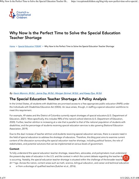 Pdf Why Now Is The Perfect Time To Solve The Special Education Teacher Shortage