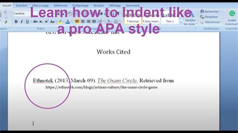 How To Indent The Second Line Of A Citation In Word Work Cited For