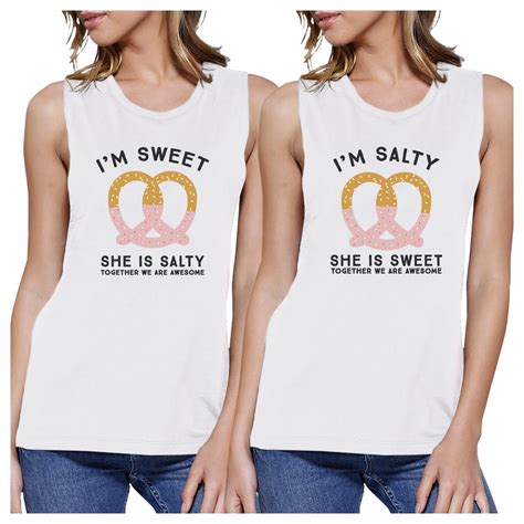 Sweet And Salty Bff Matching White Muscle Tops Bff Matching Bff