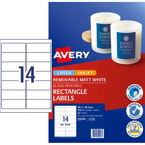 Avery Removable Multi Purpose Labels 991 X 381mm 350 Labels L7163