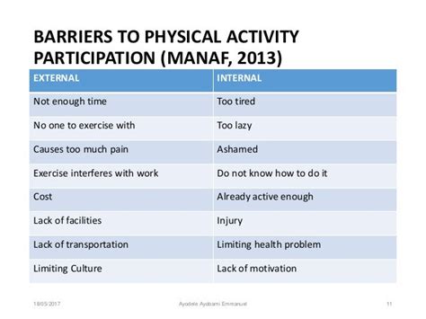 Barriers To Physical Activity Participation Among Adults