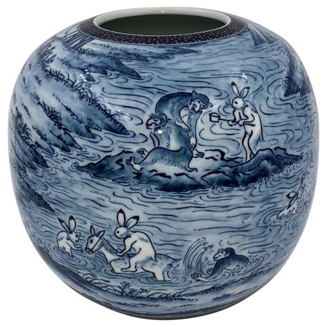 Large Antique Japanese Arita Blue And White Porcelain Vase At 1stdibs