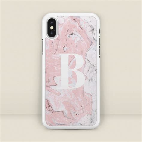 Pink Marble Personalised Initial Phone Case By The Good Mood Society