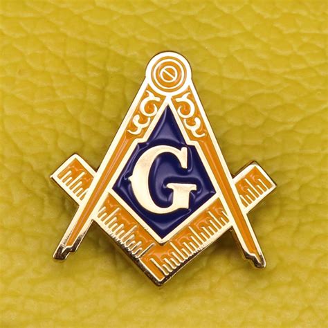 Masonic Symbol Badge Gold Tone Freemason Brooch Compass And Square Tie