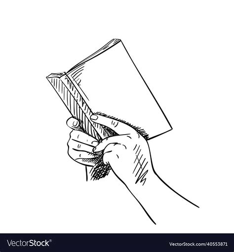 Sketch Of Hands Holding Open Book With Blank Vector Image