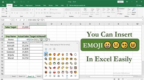 How To Add Emojis In Excel Insert Emoji In Excel Youtube