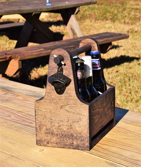 Rustic Beer Tote Beer Caddy Wood Beer Carrier Beer Tote Etsy Beer