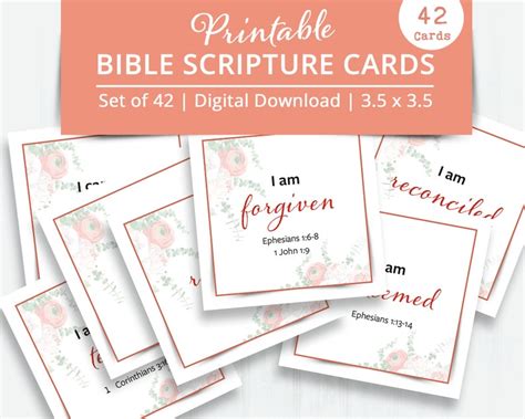 42 Bible Memory Verse Cards Printable Scripture Cards Encouraging Verse