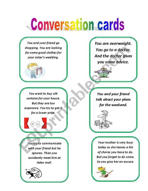 Conversation Cards Esl Worksheet By Sanbs