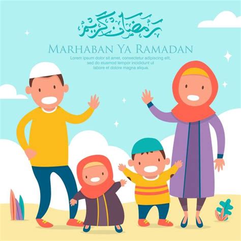 Ramadan Kareem Celebration With Islamic Man Illustrations, Royalty-Free