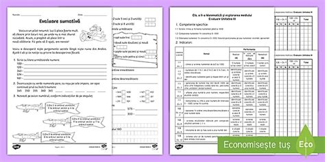 Fișe De Matematică Clasa A Ii A Mem Unitatea Iii