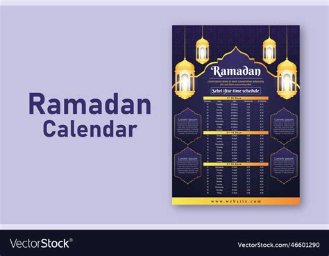 Ramadan Calendar And Sehri Iftar Time Schedule Vector Image