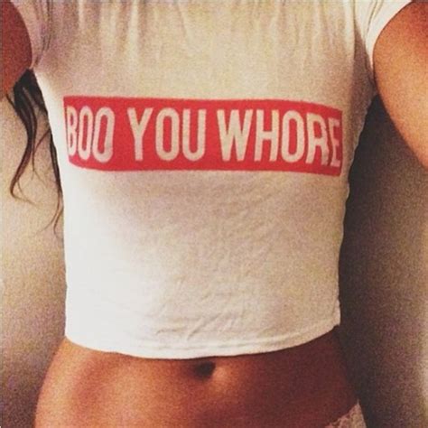 T Shirt Crop Tops Top Quote On It Mean Girls Boo You Whore White