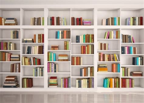 Modern Library Bookcase White Bookshelf Backdrop Wallpaper Studio
