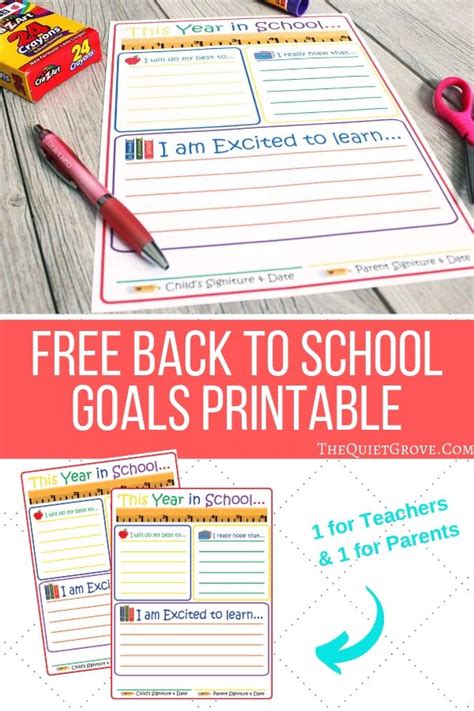 Free Back To School Goals Printable ⋆ The Quiet Grove