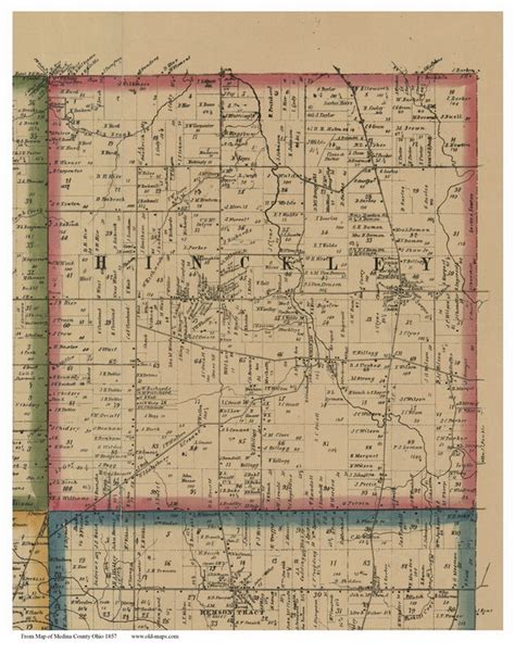 Hinckley Ohio 1857 Old Town Map Custom Print Medina Co Old Maps