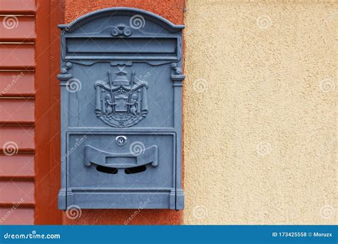 Vintage Beautiful Mailbox On Colored Wall Stock Photo Image Of