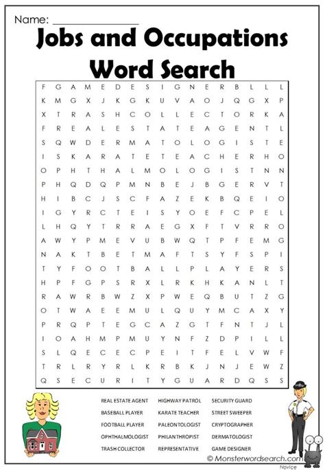 Jobs And Occupations Word Search Word Find Word Search Puzzles