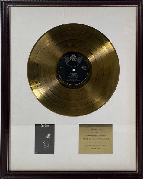 Lot 324 Elton John Gold Disc Award For Elton John