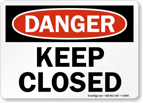 Keep Door Closed Danger Sign Sku S 0956