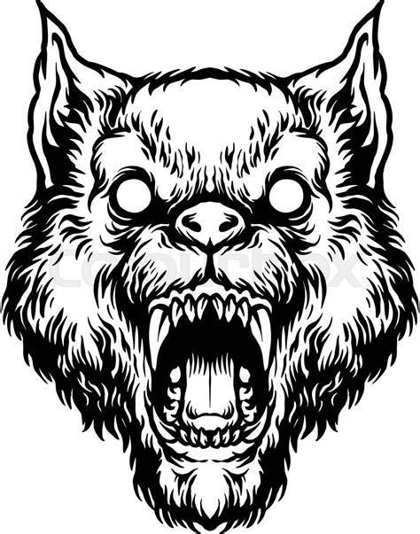 Monochrome Angry Wolf Head Clipart Stock Vector Colourbox