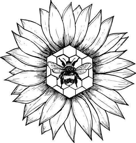 Rose And Stone — Sunflower And Bee Tattoo Drawings Sunflower Drawing Tattoo Design Drawings
