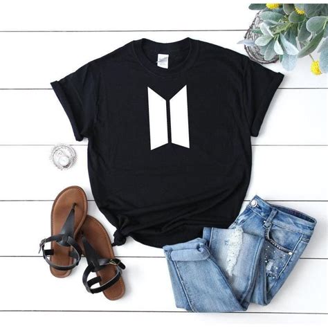 Womens Bts Logo T Shirt Black Bts Shirt Print Clothes