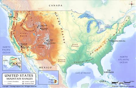 Mountain Ranges Map Usa United States Map