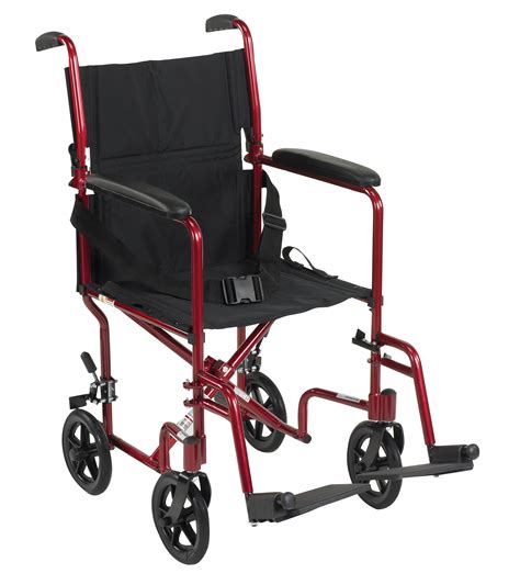 Drive Medical Lightweight Transport Wheelchair 19 Seat Red
