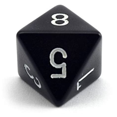 Eight Sided D8 Black Color Polyhedral Dice Gamedicechip