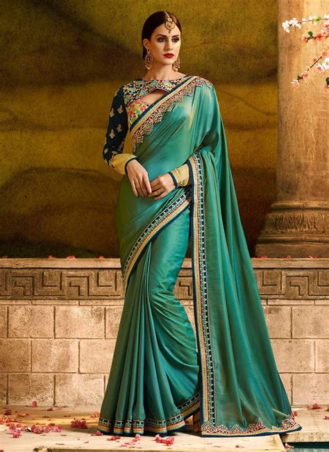 Light Green Embroidered Silk Saree With Blouse Kanha Fashion 2718473