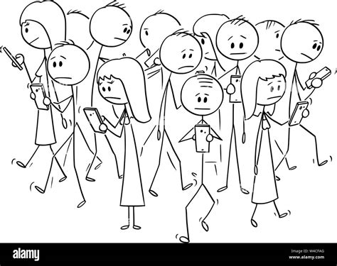 Vector Cartoon Stick Figure Drawing Conceptual Illustration Of Group Of