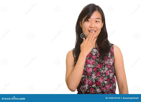 Young Happy Asian Woman Covering Mouth While Laughing Stock Image Image Of Mouth Happy 163010133