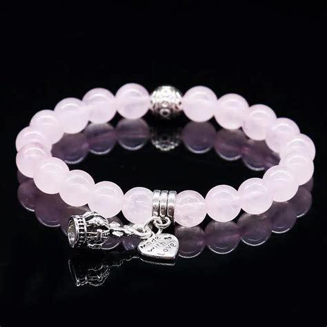 Natural Stone Pink Crystal Bracelets And Bangles For Women Men Color Pendent