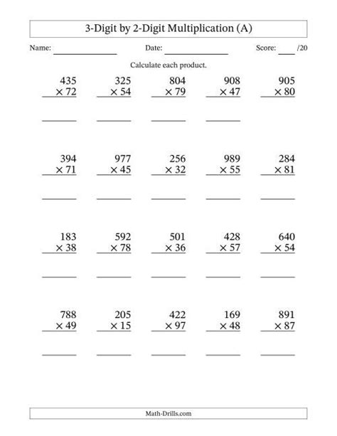 Multiplication Worksheet30 Practice Sheets With Answersmulti Digit