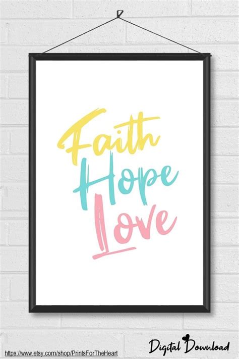 Faith Hope Love Printable Wall Art Inspirational Art Home Wall