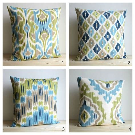 Blue And Green Ikat Pillow Cover 18 X 18 Ikat By Couplehome 1950