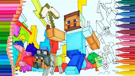 Minecraft Steve Y Perro 🎮🏘 Cómo Dibujar Y Colorear Dibujos Para
