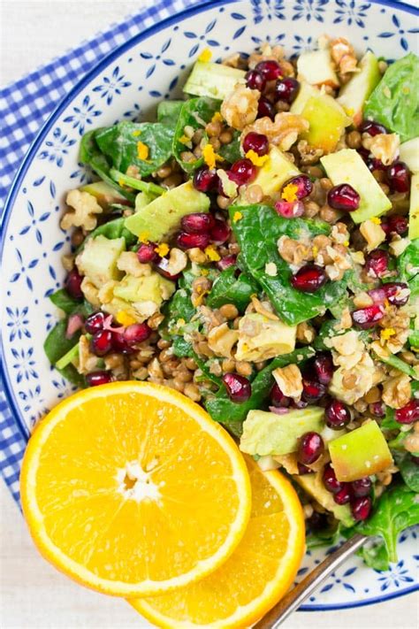 .salad recipes on yummly | beet and spinach salad, spinach salad with toasted pecans and cranberries, potato, cherry tomato, and spinach salad. Lentil Salad with Spinach and Pomegranate - Vegan Heaven