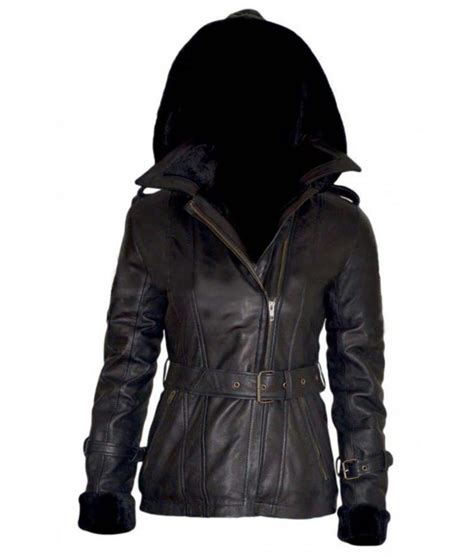 Once Upon A Time Emma Swan Black Leather Jacket With Hoodie Jackets Creator