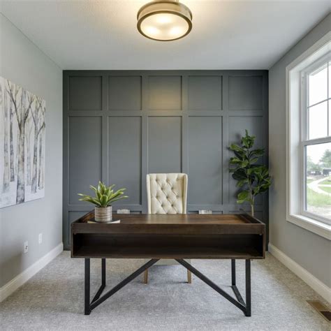 Hanson Builders Crestwood Study Grey Accent Wall Living Room