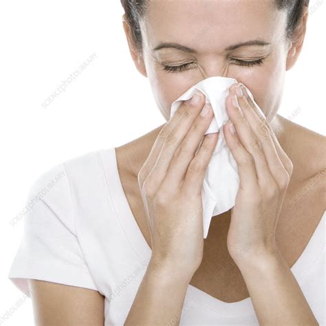 Woman Blowing Her Nose Stock Image F0028280 Science Photo Library