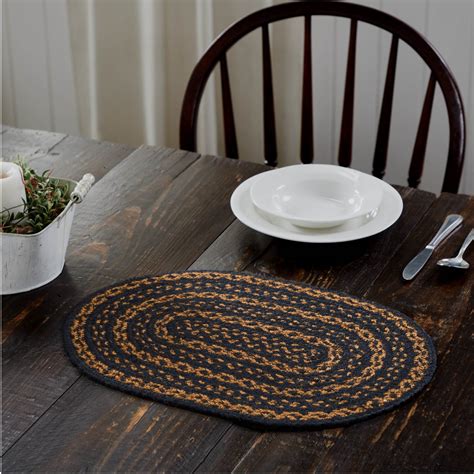 Black And Tan Jute Oval Placemat 12x18 By Mayflower Market Vhc Brands