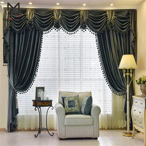 Fancy Elegant Velvet Window Curtains And Swags For Living Room Buy