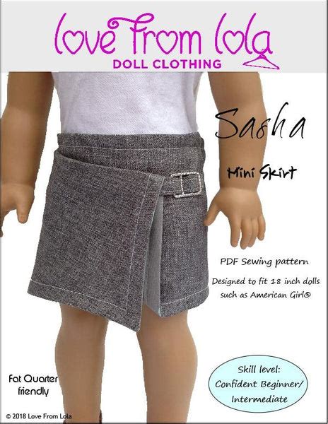 Love From Lola Sasha Mini Skirt Doll Clothes Pattern 18 Inch American